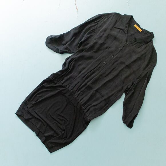 Alice + Olivia Black Gray Silk 3/4 Sleeve Blouson Dress Size M/L - Picture 1 of 7